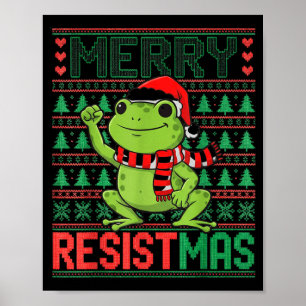 Lustiger Frosch Retro Fröhliches Resistmas Litical Poster