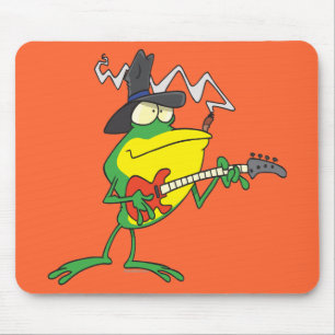 Lustiger Frosch spielt Bassgitarre Frosch Cartoon Mousepad