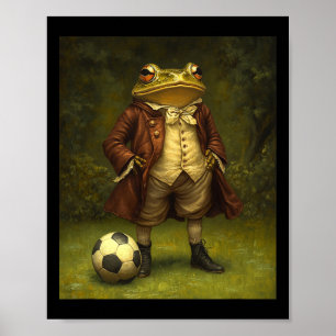 Lustiger Frosch spielt Fußball Grafik Seltsamer Fr Poster