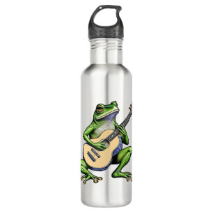 Lustiger Frosch spielt Gitarre   Edelstahlflasche