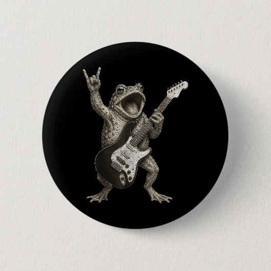 Lustiger Frosch spielt Gitarre Rock And Roll Button (Vorderseite)