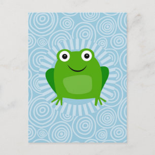 Lustiger Frosch - Süßer Frosch auf Blau Postkarte