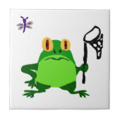 Lustiger Frosch-und Libellen-x-yCartoon Fliese (Vorderseite)
