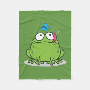 Lustiger Frosch- und Schmetterlingsentwurf Fleecedecke