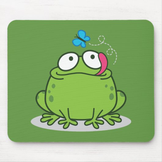 Lustiger Frosch- und Schmetterlingsentwurf Mousepad (Vorne)