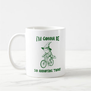 Lustiger Frosch-Zauberer fährt Fahrrad Sarkastisch Kaffeetasse