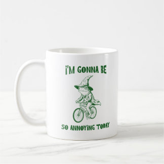 Lustiger Frosch-Zauberer fährt Fahrrad Sarkastisch Kaffeetasse