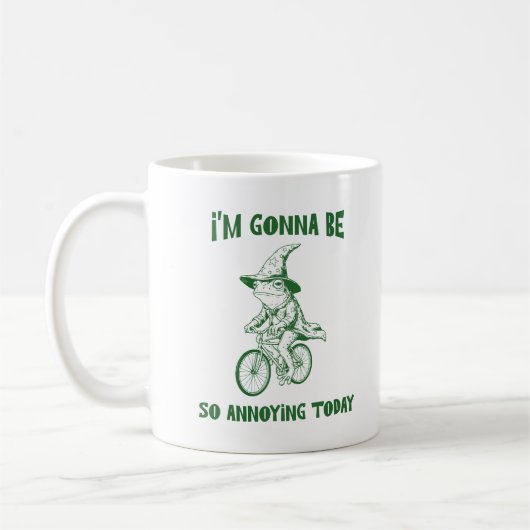 Lustiger Frosch-Zauberer fährt Fahrrad Sarkastisch Kaffeetasse (Links)