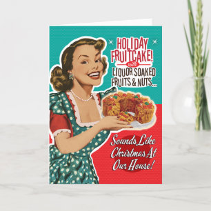 Lustiger Früchtebrot Retro-Weihnachtskarte Feiertagskarte
