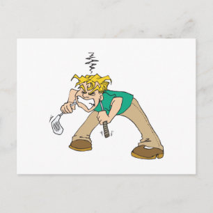 lustiger frustrierter Golfer Postkarte