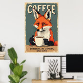 Lustiger Fuchs Kaffee Kunst Poster (Heimbüro)