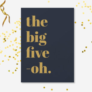 Lustiger Fünfzigster Geburtstag Navy Blau Gold Einladung