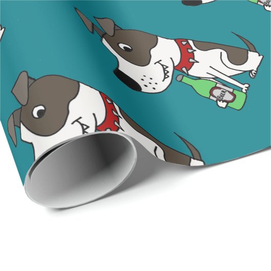 Lustiger Funky Grubenstier trinkender Bier-Cartoon Geschenkpapier (Rolleneckpunkt)