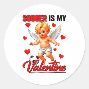 Lustiger Fußball ist mein Valentinstag Cupid Valen Runder Aufkleber