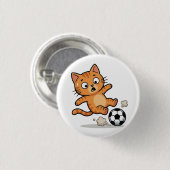 Lustiger Fußball-Katze-Tritt-Ball-Knopf Button (Vorne & Hinten)