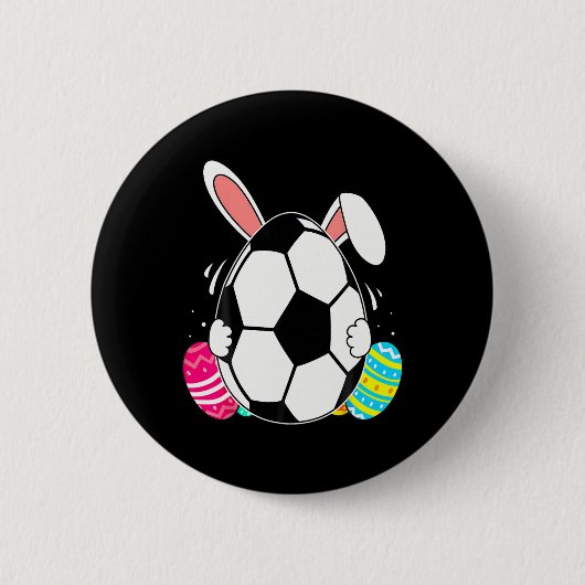 Lustiger Fußball Ll mit Hasenohren Ostertag Männer Button (Vorderseite)