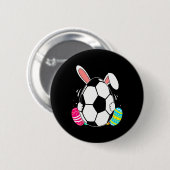 Lustiger Fußball Ll mit Hasenohren Ostertag Männer Button (Vorne & Hinten)