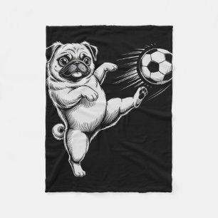 Lustiger Fußball-Mops-Vater-Hund-Spiel-Club-Tor-Ki Fleecedecke