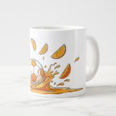 Lustiger Fußball Orange Splash Kaffeebecher Jumbo-Tasse (Vorderseite Rechts)