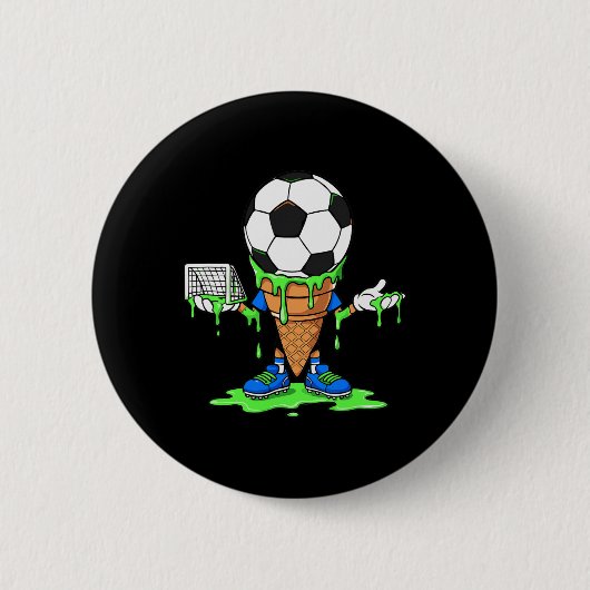 Lustiger Fußball-Tropf-Eiscreme-Kegel-Graph  Button (Vorderseite)