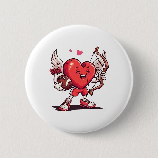 Lustiger Fußball Valentinstag Jungen Mädchen Cupid Button (Vorderseite)