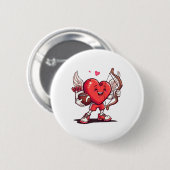 Lustiger Fußball Valentinstag Jungen Mädchen Cupid Button (Vorne & Hinten)