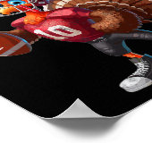 Lustiger Fußballspieler Truthahn und Touchdowns Th Poster (Ecke)