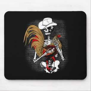Lustiger Gallero roter Hahn Hühner Skelett Mousepad