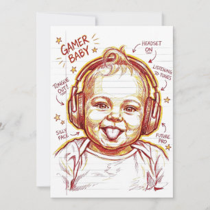 Lustiger Gamer-Baby-Gaming-Kunst Einladung