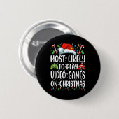 Lustiger Gamer, der wahrscheinlich Video Games auf Button (Vorne & Hinten)