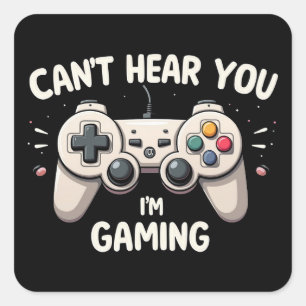 Lustiger Gamer Ich höre dich nicht, ich bin beim G Quadratischer Aufkleber