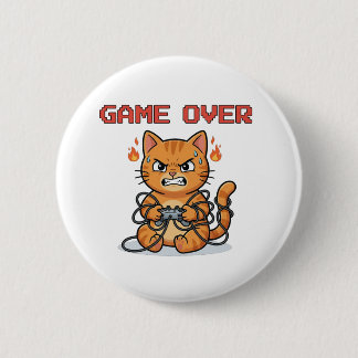 Lustiger Gamer-Katzen-Game-Over-Button Button