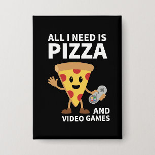 Lustiger Gamer Pizza Gaming Videospiel Enthusiast  Button
