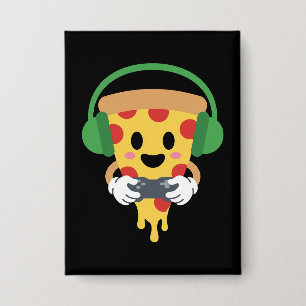 Lustiger Gamer-Pizza-Gaming-Videospiel-Enthusiast- Button