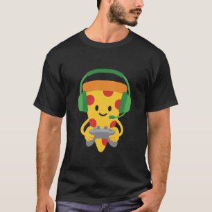 Lustiger Gamer-Pizza-Gaming-Videospiel-Enthusiast- T-Shirt