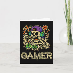 Lustiger Gamer-Skelett-Gamer-Teenager-Jungs-Videos Karte