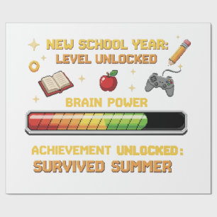 Lustiger Gamer Zurück zur Schule Level freigesch Geschenkpapier