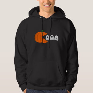 lustiger Gamer zwischen Kürbisgeister-Retro Hoodie