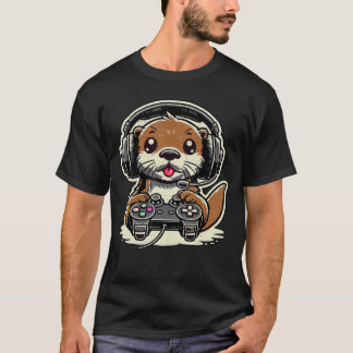 Lustiger Gaming Otter Gamer Seeotter Liebhaber Tie T-Shirt