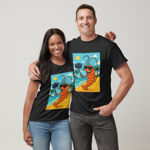 Lustiger Garnelen-Strand-Selfie – Sommer-Garnelenl T-Shirt