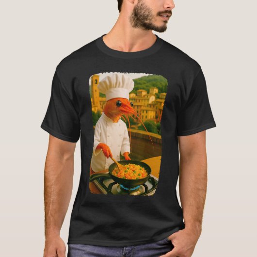 Lustiger Garnelenkoch, der Garnelen-Fried-Rice-Mem T-Shirt (Vorderseite)