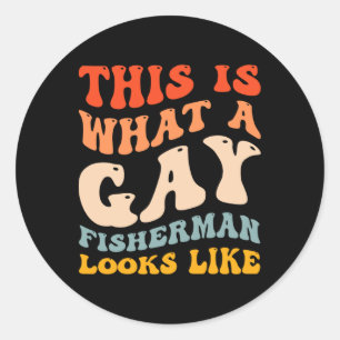 Lustiger Gay-Pride-Angeln Wie ein schwuler Angler Runder Aufkleber