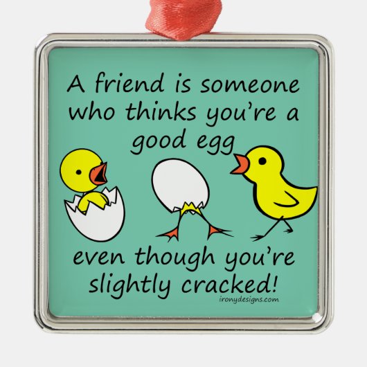 Lustiger gebrochener bester Freund Silbernes Ornament (Vorne)