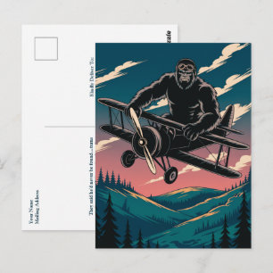 Lustiger Geburtstag Bigfoot Vintage Flugzeug Wolke Postkarte