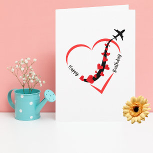 Lustiger Geburtstag Flugzeug Herz Luftfahrt Minima Karte