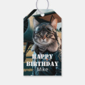 Lustiger Geburtstag Katze Pilot Flugzeug Cool Luft Geschenkanhänger (Vorderseite)