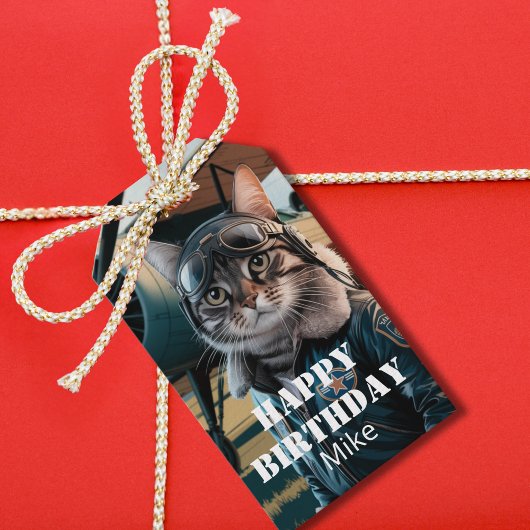 Lustiger Geburtstag Katze Pilot Flugzeug Cool Luft Geschenkanhänger