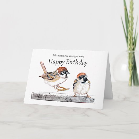 Lustiger Geburtstag Süßer Sperling Vogel Karte (Vorderseite)