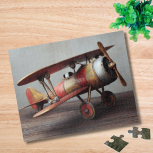 Lustiger Geburtstag Vintage Doppeldecker Flugzeug Puzzle