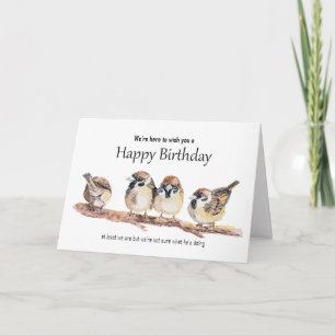 Lustiger Geburtstag von Gruppe Süßer Spatz Vogel Karte